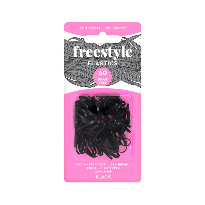 Freestyle Hair Elastics Snag Free 2mm Small Black 60pc Retail Freestyle