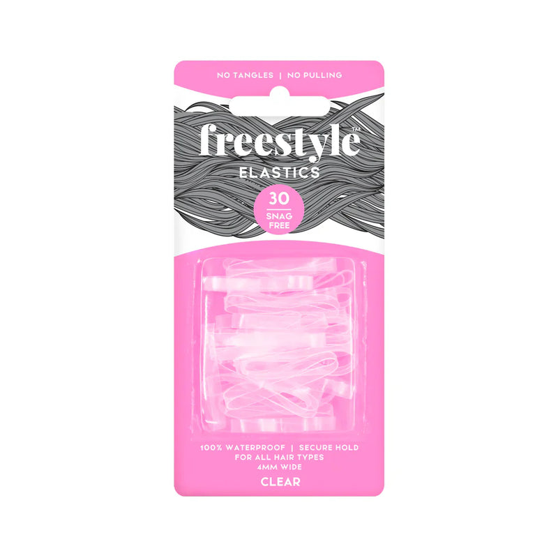Freestyle Snag Free Hair Elastics 4mm Clear 30pc Retail Freestyle