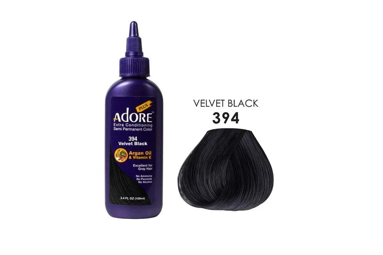 Adore Plus Semi Permanent Hair Colour No. 394 Velvet Black 100ml Hair Colours - Semi Permanent Adore