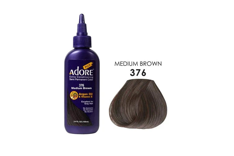Adore Plus Semi Permanent Hair Colour No. 376 Medium Brown 100ml Hair Colours - Semi Permanent Adore