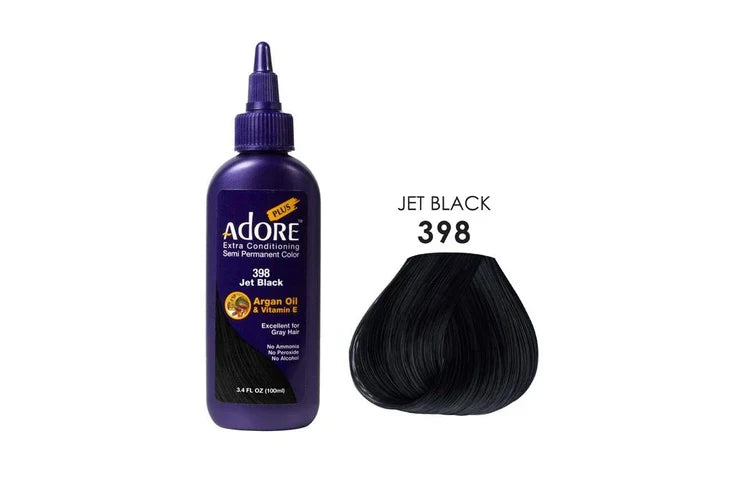 Adore Plus Semi Permanent Hair Colour No. 398 Jet Black 100ml Hair Colours - Semi Permanent Adore
