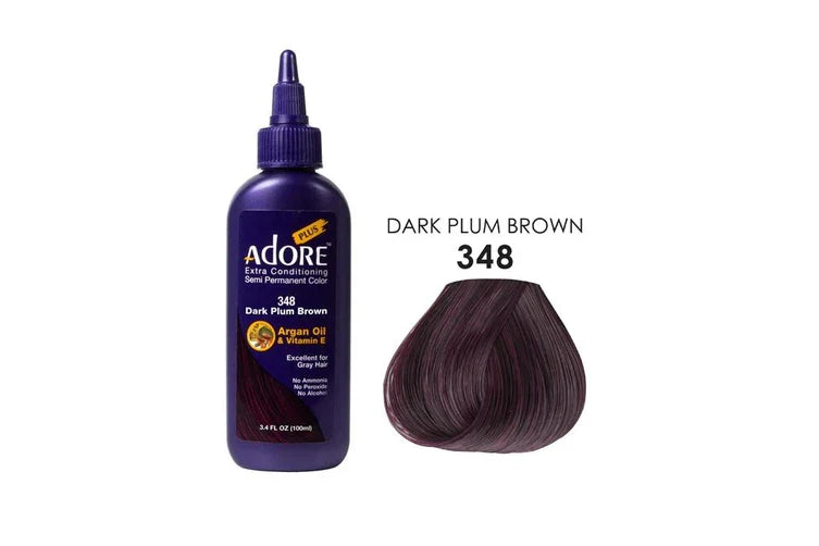 Adore Plus Semi Permanent Hair Colour No. 348 Dark Plum Brown 100ml Hair Colours - Semi Permanent Adore