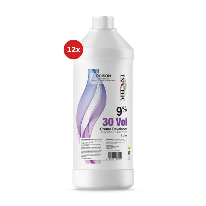 12x Milani Peroxide 30 Vol 9% 1L Retail Milani