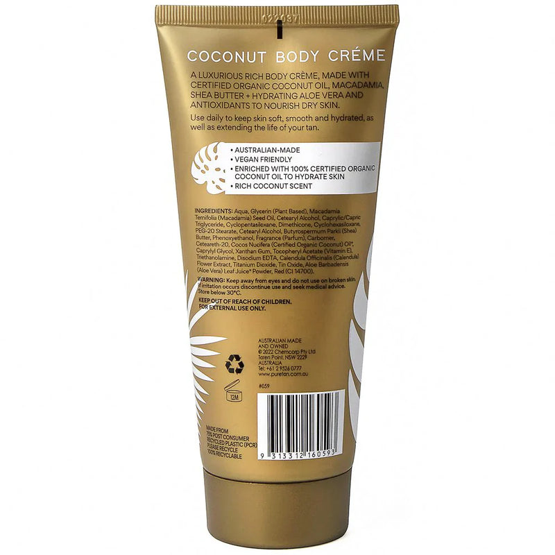 Puretan Coconut Body Crème 200ml Skin Care Puretan