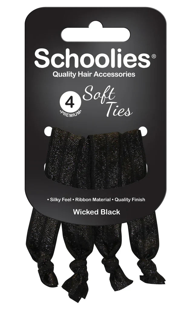 Schoolies SC428 Soft Ties 4pc Wicked Black Retail Schoolies