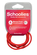 Schoolies SC470 Metal Free Ponytail Holders 6pc Radical Red Retail Schoolies