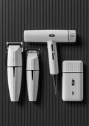 JRL Onyx White Ghost 3 Professional Clipper Trimmer Hair Dryer and Foil Quad Kit Clipper/Trimmer/Foil Shaver Duo JRL