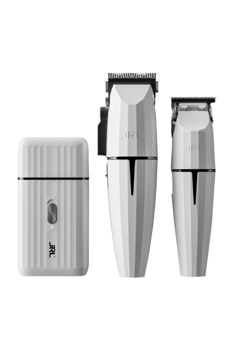 JRL Onyx White Ghost II Professional Clipper, Trimmer and Shaver Trio Kit Clipper/Trimmer/Foil Shaver Duo JRL