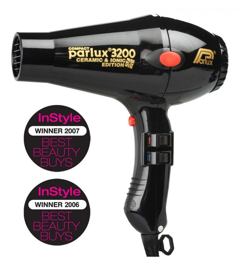 Parlux 3200 Compact Ionic and Ceramic Hair Dryer 1900W Black Hair Dryer Parlux