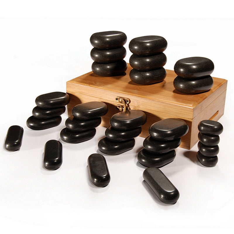 Joiken SPA Hot Stone 28 Piece Set 100% Basalt Rocks for Body Massage 453216 Massage Stones Joiken