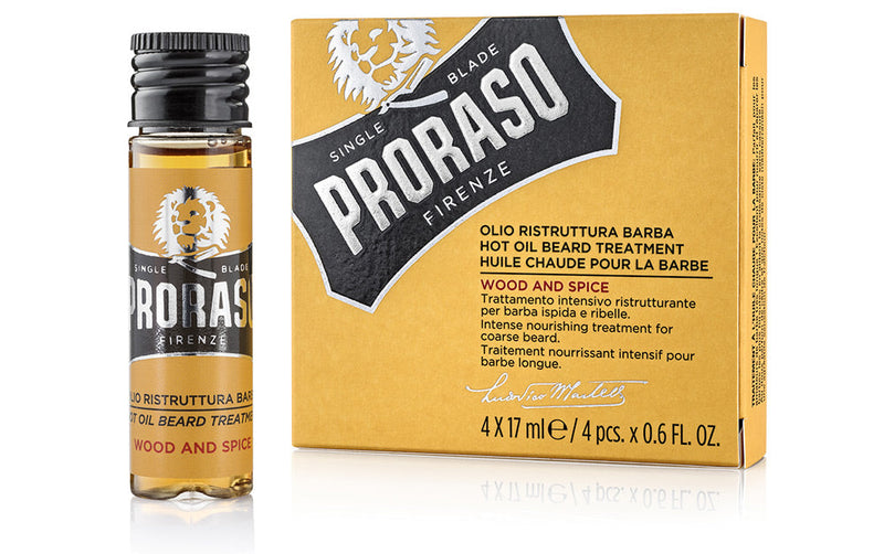 Proraso Beard Hot Oil Treatment Wood and Spice 4x 17ml Retail Proraso