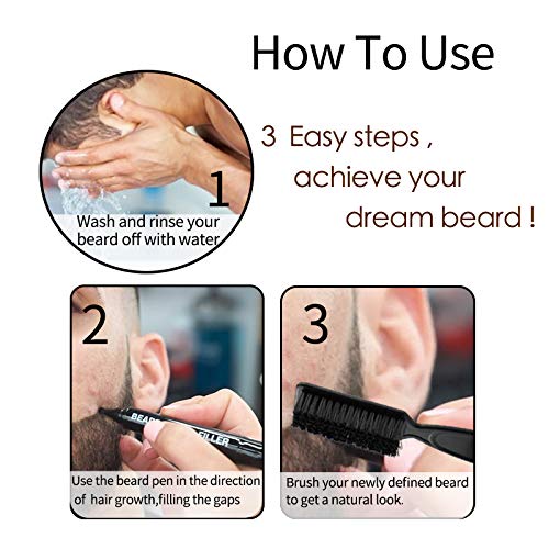 BOB Beard Filler Pen Kit With Brush - Black Hair Fibers BOB