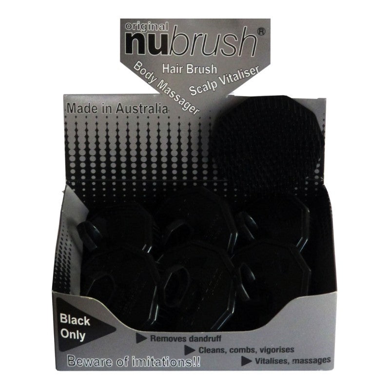 NU BRUSH Black Colour Scalp Brush 12pk Retail Nu Brush