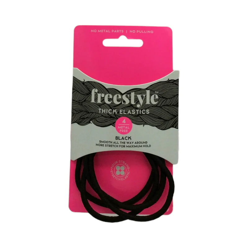 Freestyle Thick Elastics Black 4pc Retail Freestyle