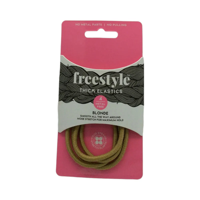 Freestyle Thick Hair Elastics Metal Free Blonde 4pc Retail Freestyle