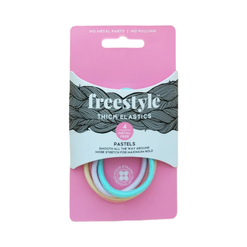 Freestyle Thick Hair Elastics Metal Free Pastels 4pc Retail Freestyle