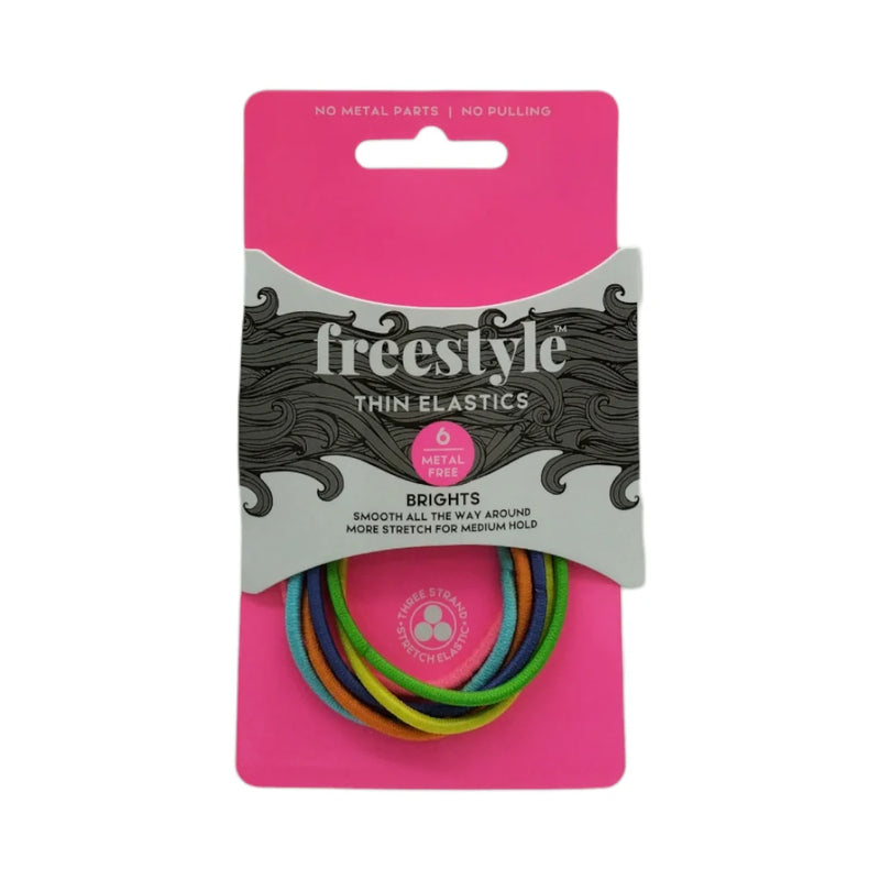 Freestyle Thin Hair Elastics Metal Free Brights 6pc Retail Freestyle