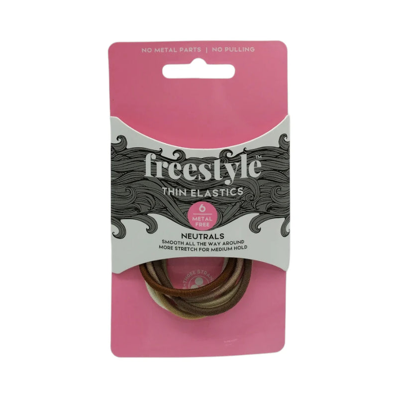 Freestyle Thin Hair Elastics Metal Free Neutrals 6pc Retail Freestyle