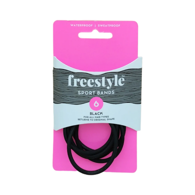 Freestyle Non-Slip Sports Bands Black 6pc Retail Freestyle