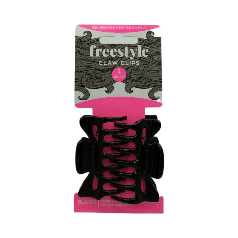 Freestyle Claw Clips Medium Black 2pc Retail Freestyle