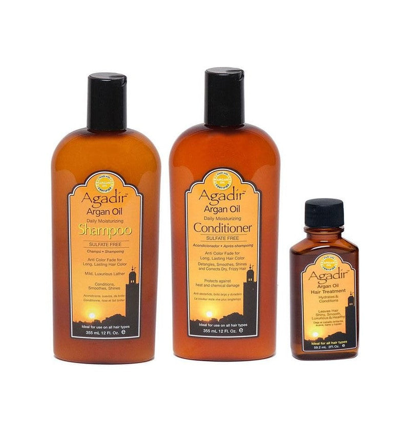 Agadir Moisturizing Oil Shampoo, Conditioner and Oil Trio Pack Retail Agadir