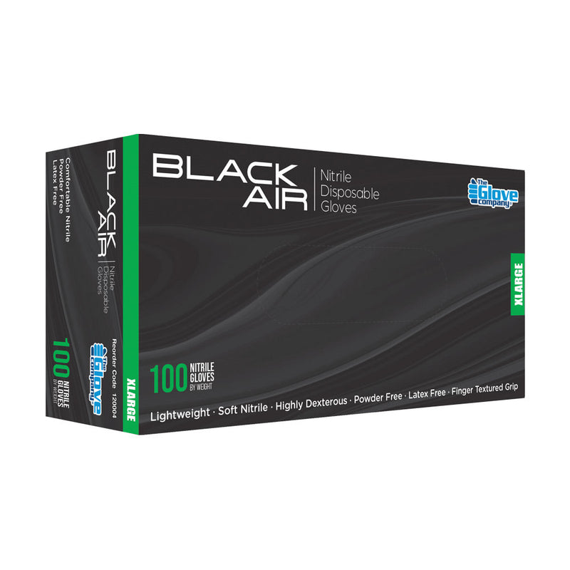 Black Air Nitrile Disposable Black Gloves 100 Pack - Extra Large Gloves Black Air