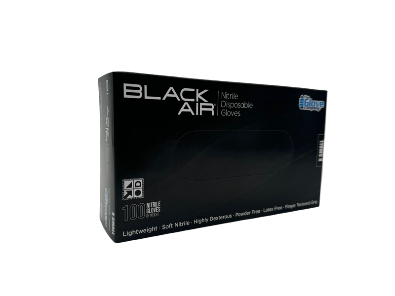 Black Air Nitrile Disposable Black Gloves 100 Pack - Extra Small Gloves Black Air
