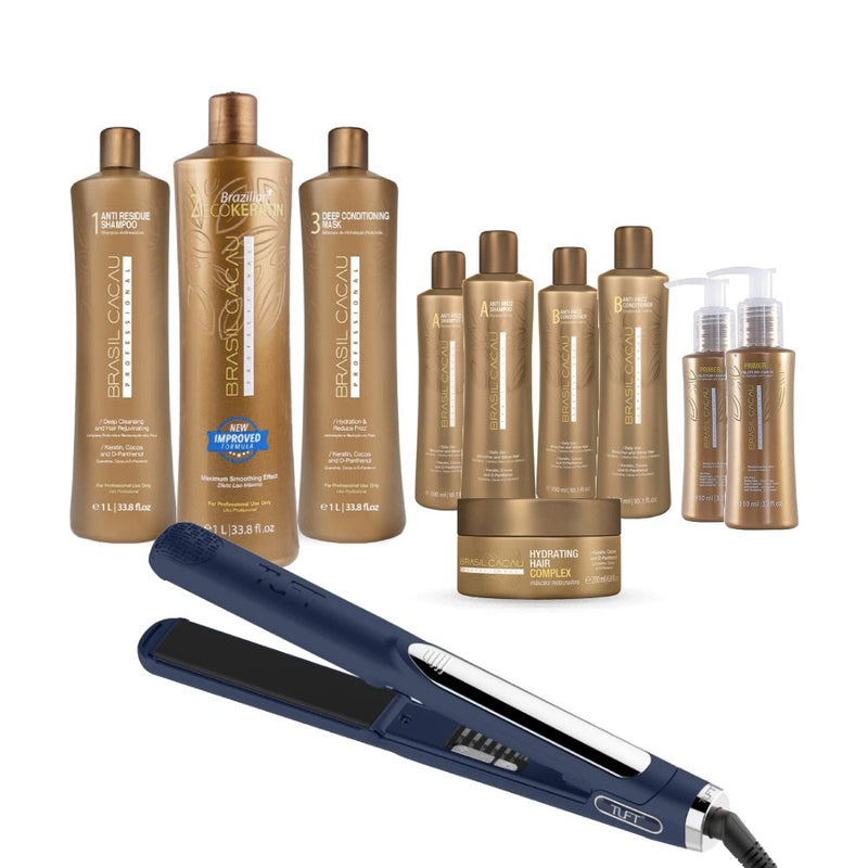 Brasil Cacau Salon Mega Kit with Black Tuft Diamond Plus 1 Inch Hair Straightener Retail Brasil Cacau