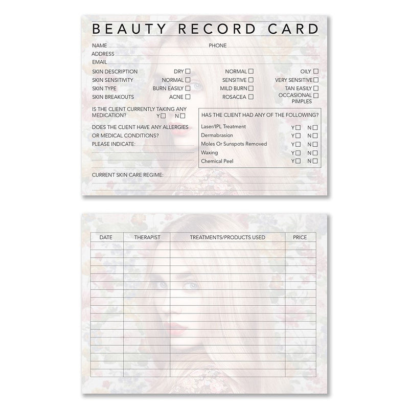 Dateline Professional Beauty Therapy Record Card 100pc Appointment Books & Record Cards Dateline