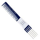 Dateline Professional Blue Celcon Teasing Comb with Rubber Grip & 5 Tails 8Inch 105R Stainless Steel Retail Dateline