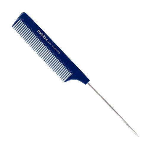 Dateline Professional Blue Celcon Tail Comb 8Inch 510 Stainless Steel Pin Retail Dateline