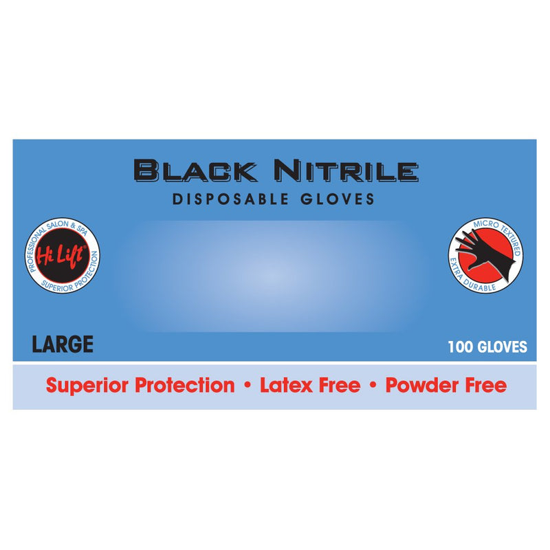 Hi Lift Black Shield Disposable Black Nitrile Gloves 100pk Large Gloves Hi Lift