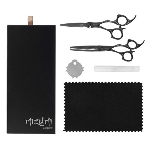Iceman Mizumi Katani 5.5inch Hairdressing Scissors and Thinner Set Black Iceman