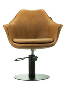 Karma Cronulla Salon Chair 02050501 - Tan with Black Round Base & Black Pump Salon Chairs Karma