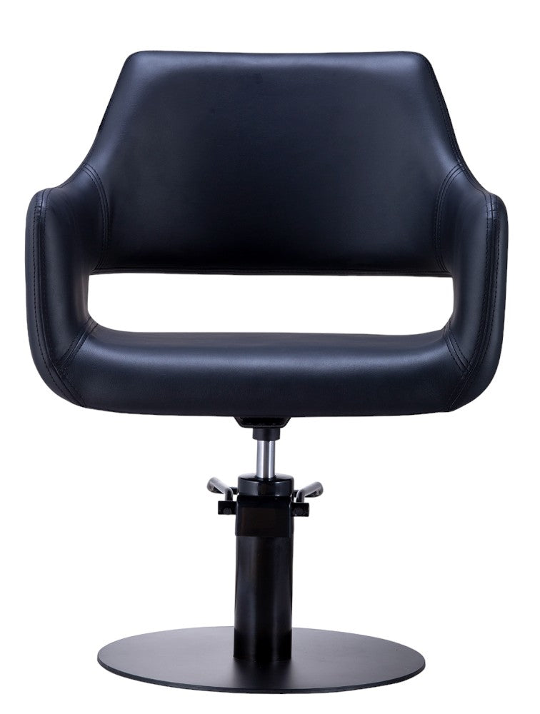 Karma Mudgee Salon Chair 02100101 - Black with Black Round Base & Pump Salon Chairs Salon Furniture Australia Pty Ltd