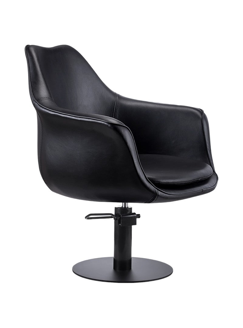 Karma Cronulla Salon Chair 02050101 - Black with Black Round Base & Black Pump Salon Chairs Salon Furniture Australia Pty Ltd