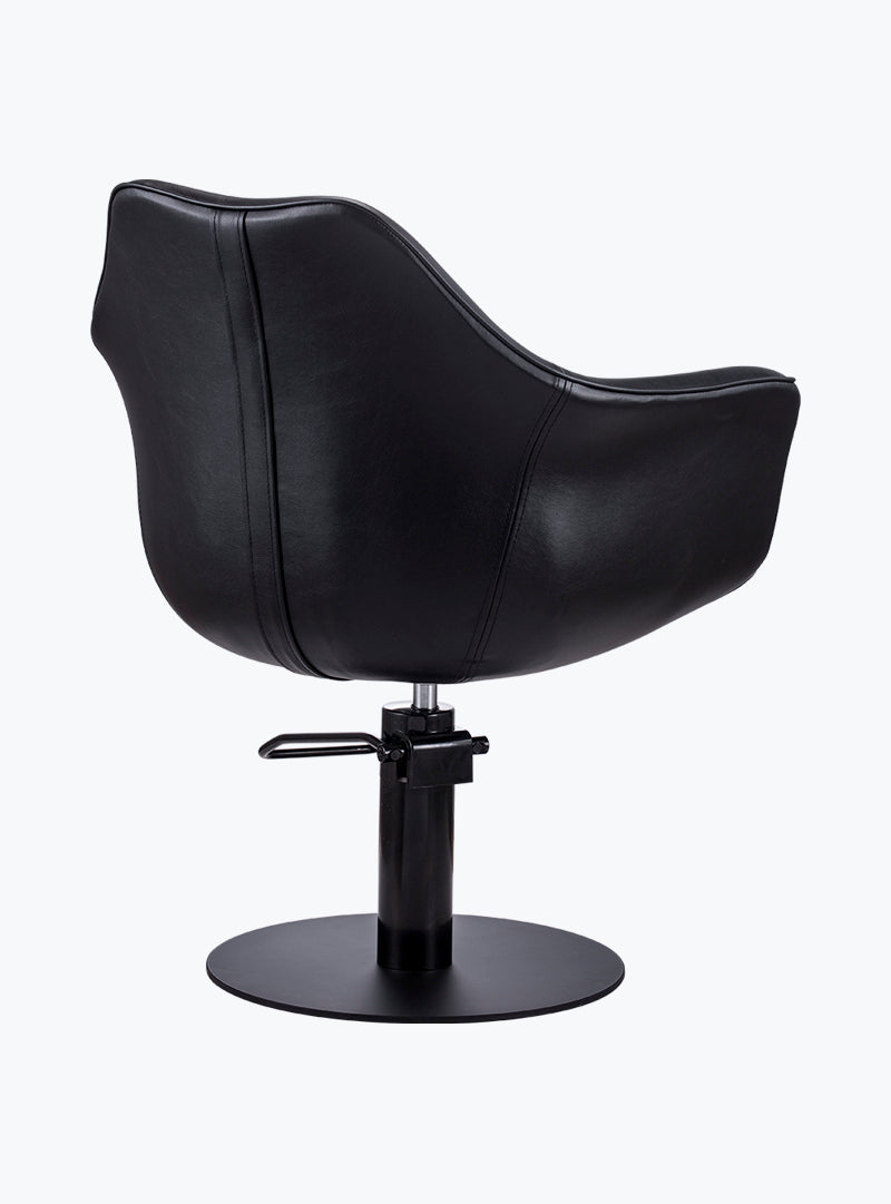 Karma Cronulla Salon Chair 02050101 - Black with Black Round Base & Black Pump Salon Chairs Salon Furniture Australia Pty Ltd