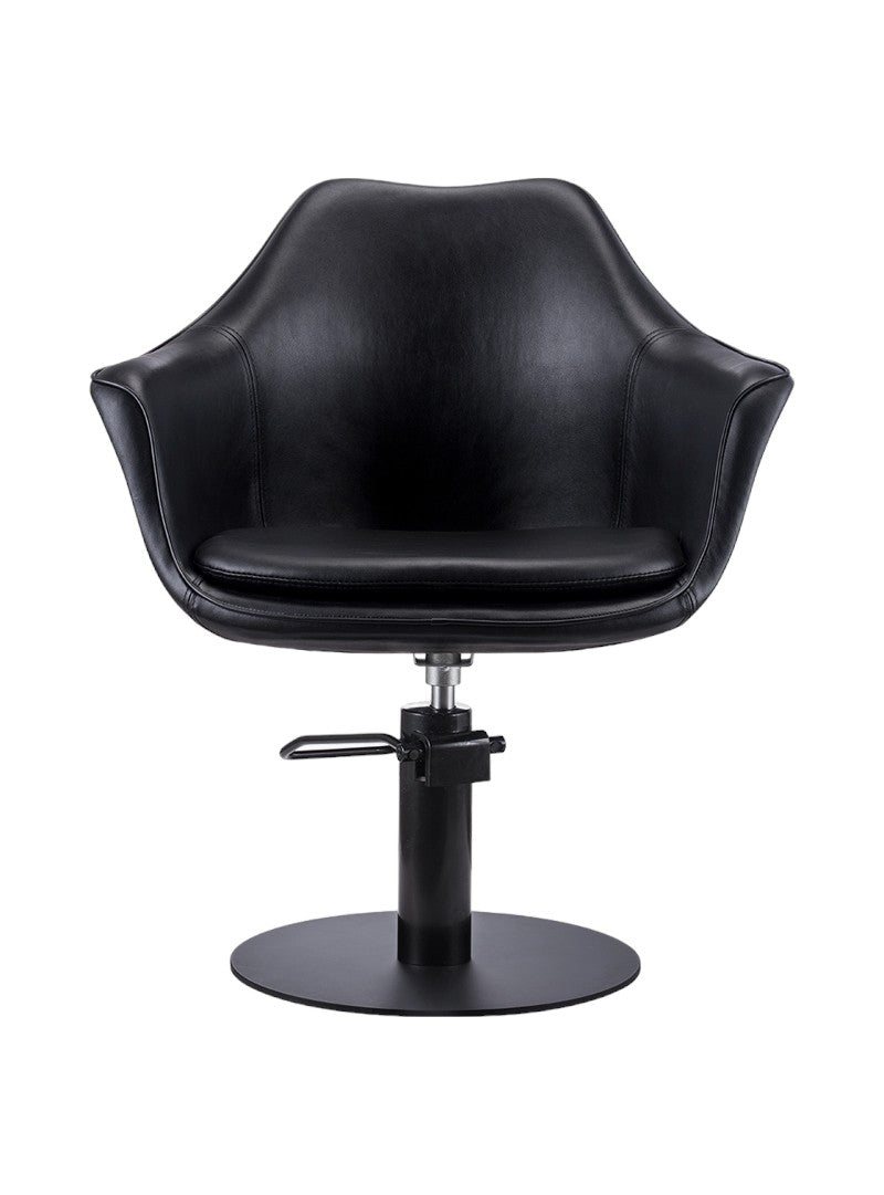 Karma Cronulla Salon Chair 02050101 - Black with Black Round Base & Black Pump Salon Chairs Salon Furniture Australia Pty Ltd