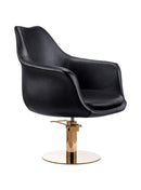 Karma Cronulla Salon Chair Black Vinyl With Gold Base & Pump 02050112 Salon Chairs Karma