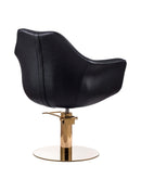 Karma Cronulla Salon Chair Black Vinyl With Gold Base & Pump 02050112 Salon Chairs Karma
