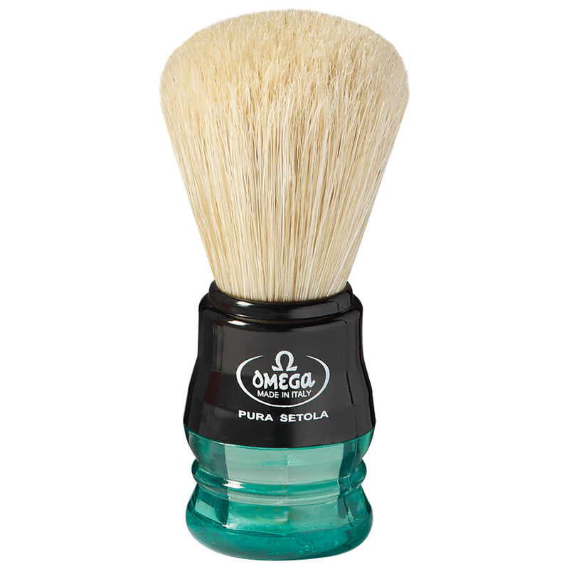 Omega Pure Bristle Shaving Brush 10077- Green Shaving Brushes Omega