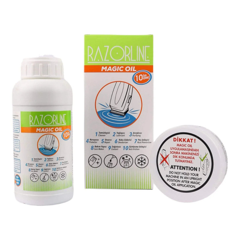 Razorline 10 in 1 Magic Oil 500ml - Clipper Cleaning Blade Care Plus Jar Clipper/Trimmer Accessories Razorline