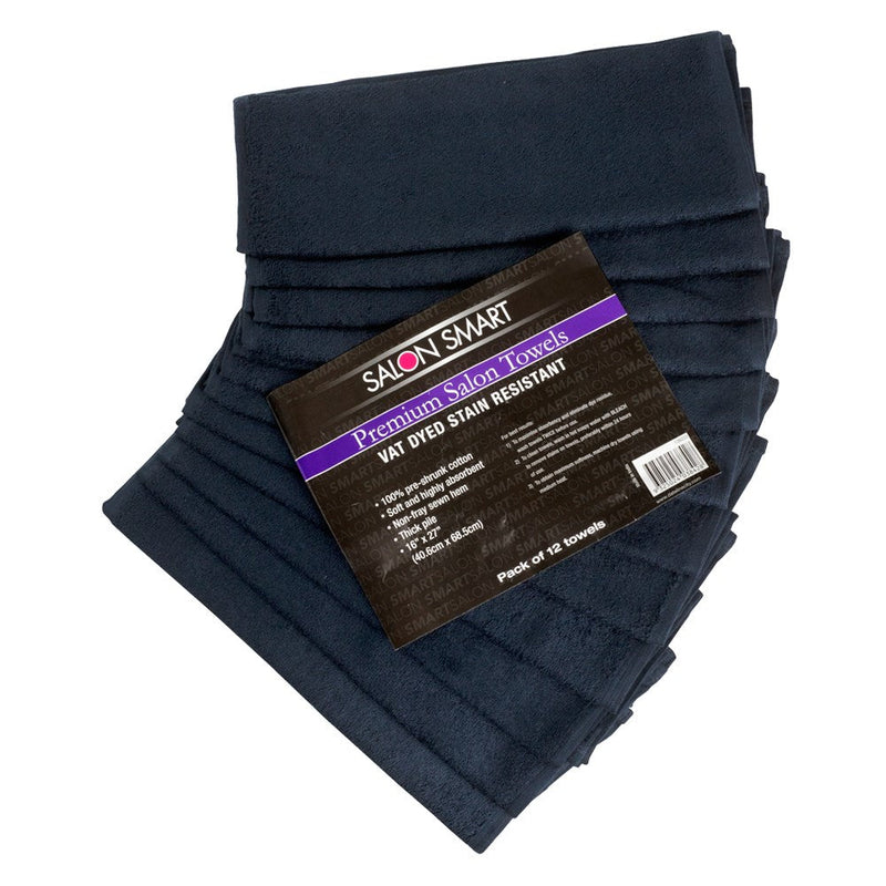 Salon Smart Premium Salon Towels 40.6cm x 68.5cm 12pc Black Retail Salon Smart