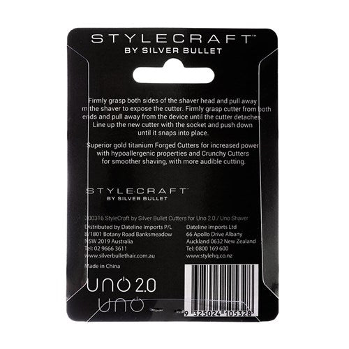 StyleCraft by Silver Bullet Uno 2.0 Shaver Replacement Cutter Foil Shaver Accessories Stylecraft