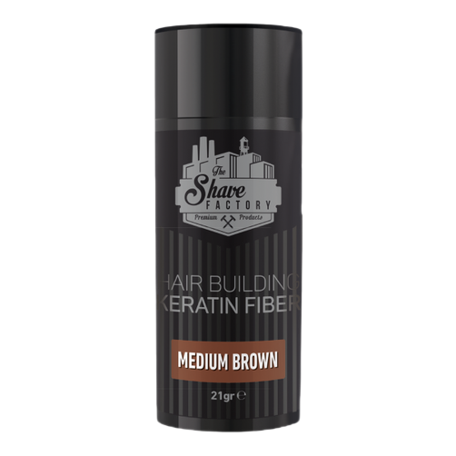 The Shave Factory Hair Building Keratin Fiber Medium Brown 21g Hair Fibers The Shave Factory