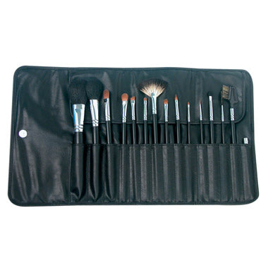 Hawley 15 Piece Makeup Brush Set In Leatherette Wrap